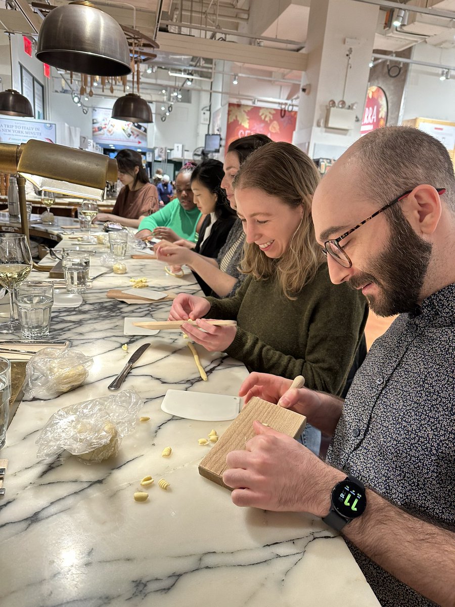 NYUGSOMpathres's tweet photo. Another month, another #wellness event, this time attending a pasta workshop by il pastaio at @eatalyusa where we learnt all about dough &amp; pasta shapes, followed by a two course meal 🍝 The instructor was definitely impressed by our residents’ dexterity! #PathTwitter #PathMatch23 https://t.co/uqYqPoyzLc