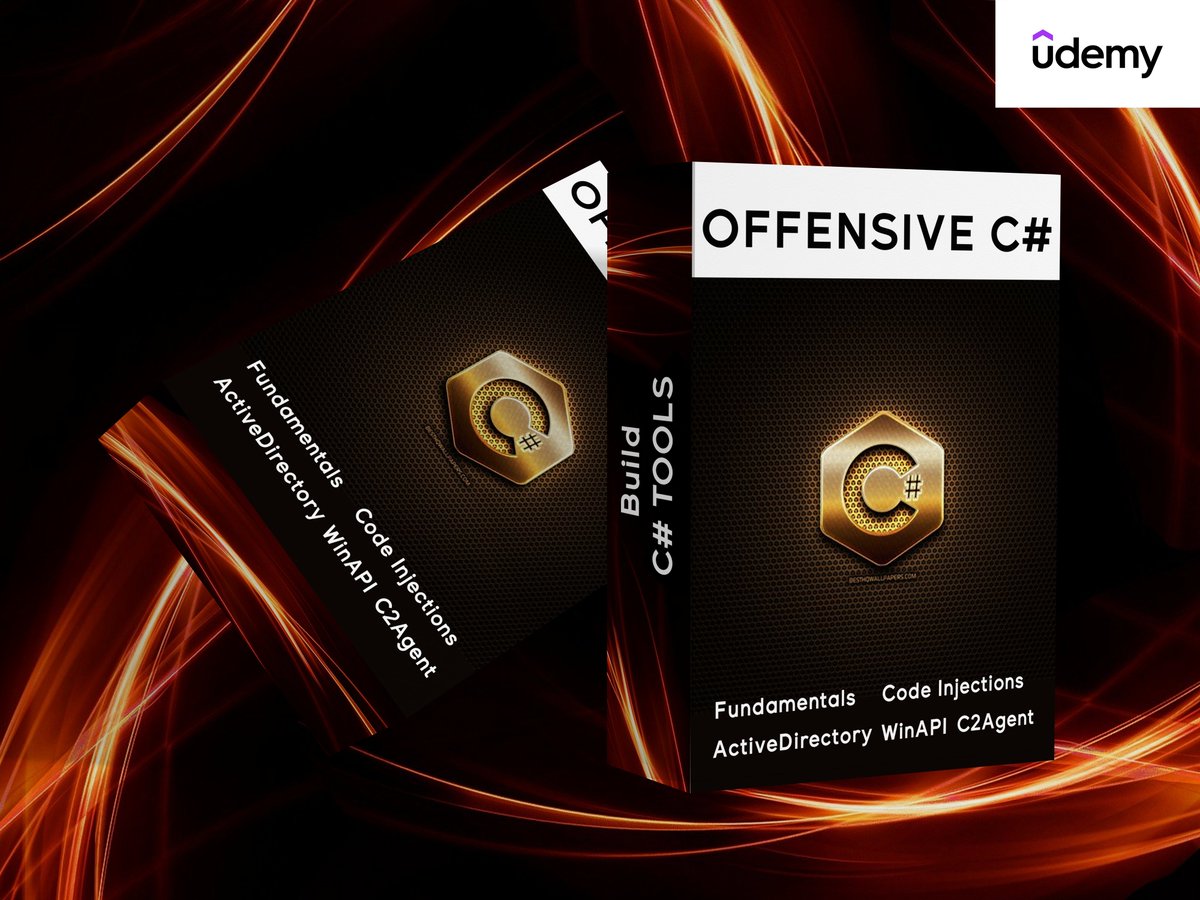 GIVEAWAY of my Offensive C# course on #udemy 
Giving away free copy for 5 members.

To participate:
- Like this tweet
- Retweet this tweet

Winners will be announced on 19th November, this saturday.

udemy.com/course/offensi…

#infosec #bugbounty #redteam #hacking #cybersecurity