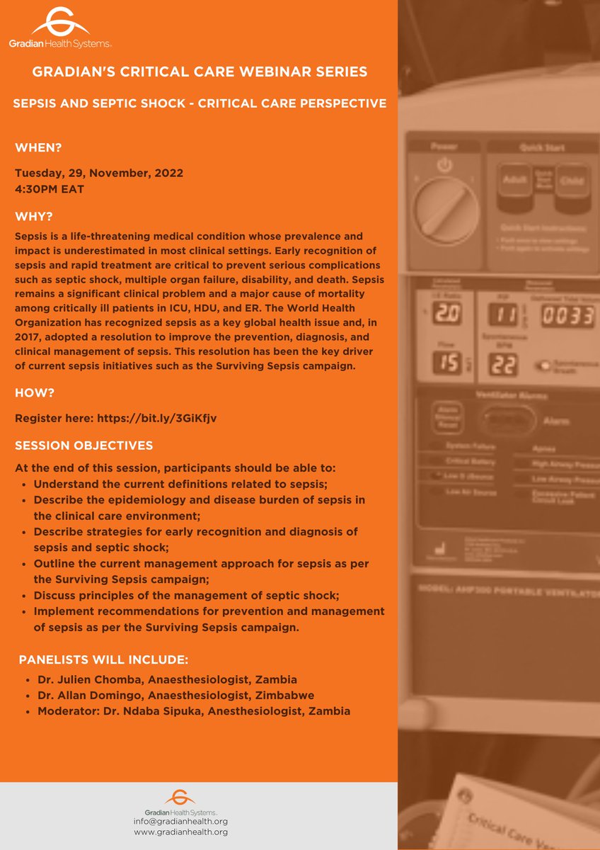 Register here for our next Critical Care Training Webinar on Tuesday, November 29, 2022: bit.ly/3GkLjDq