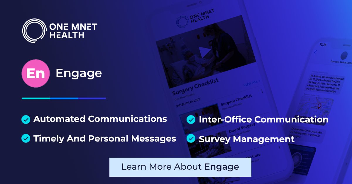 OneMnetHealth's tweet photo. Developing a scheduling system will always be a work in progress, but your #ASC will thrive when you invest in tools that help staff communicate with patients and colleagues. Keep everyone in the loop with #Engage! https://t.co/VhInaYTM8O https://t.co/l01Hdqy0T7
