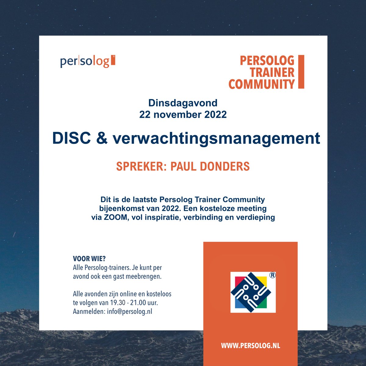 persologNL's tweet photo. Meld je aan voor deze Persolog Trainer Community avond via info@persolog.nl https://t.co/UbuAbdqD5U
