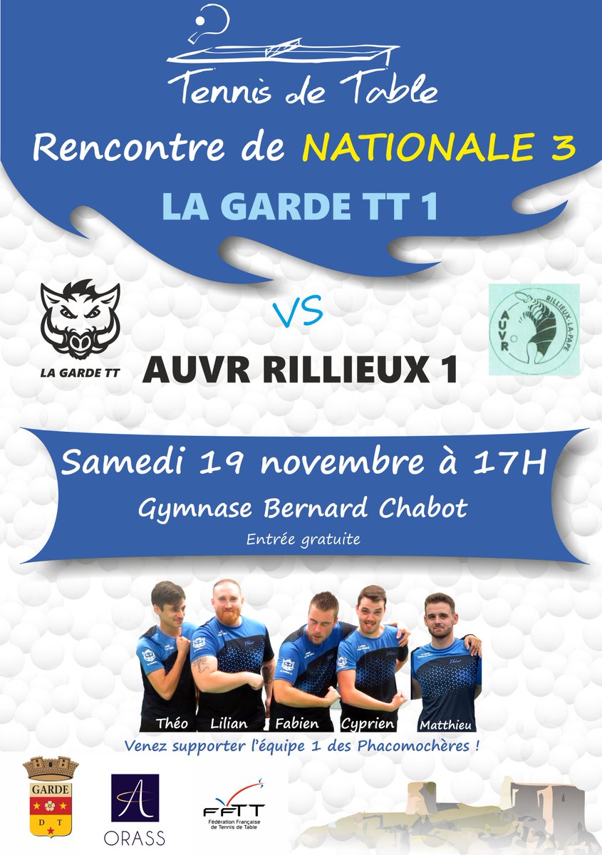 LaGarde_TT's tweet photo. 🏓🏓🏓Venez supporter les Phacomochères de NATIONALE 3 ! Ce samedi à 17H
@lagarde83130 #TABLETENNIS #SPORT #FFTT #PING #TENNISDETABLE #LGTT https://t.co/cr2umzMlUD