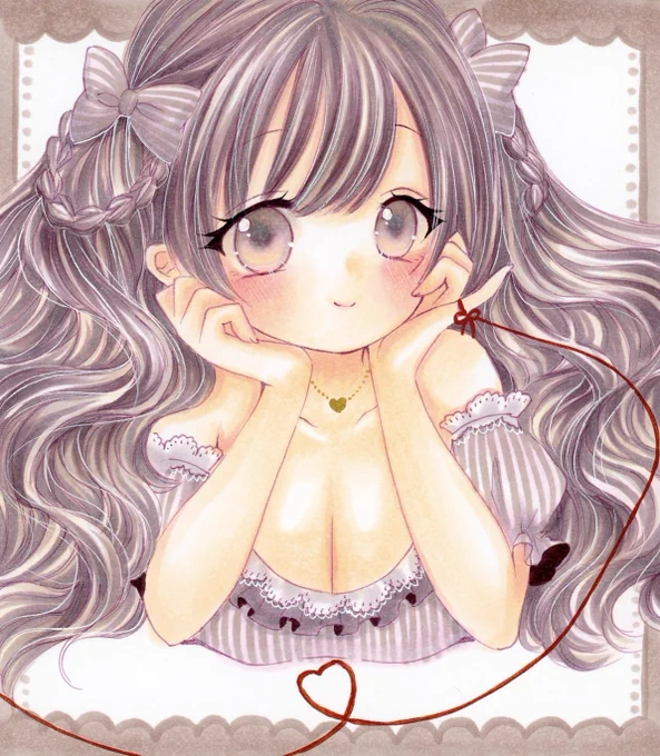 オリジナル 赤い糸#コピック #イラスト 