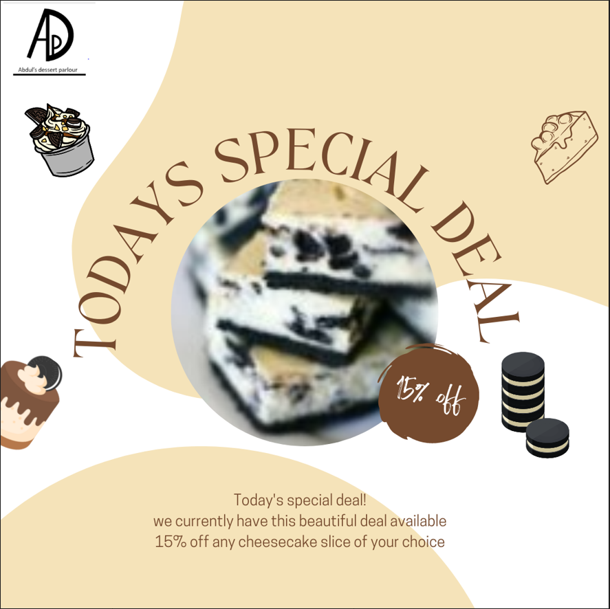 AbdulDessert's tweet photo. Beautiful Wednesday deal! Come through to the shop and get your 15% off https://t.co/AjygoSqUkG