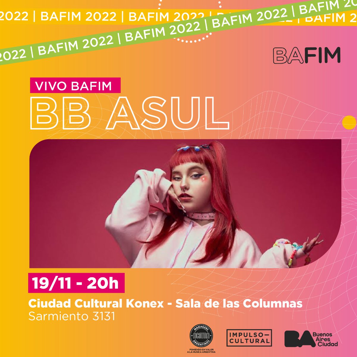 WarnerMusicArg's tweet photo. Nos complace informarte que desde este momento tenés plan para el fin de semana. ¡Se viene @bbasul1 en el #Bafim! #BBAsul #Live @cckonex https://t.co/s7pUVj2rvi