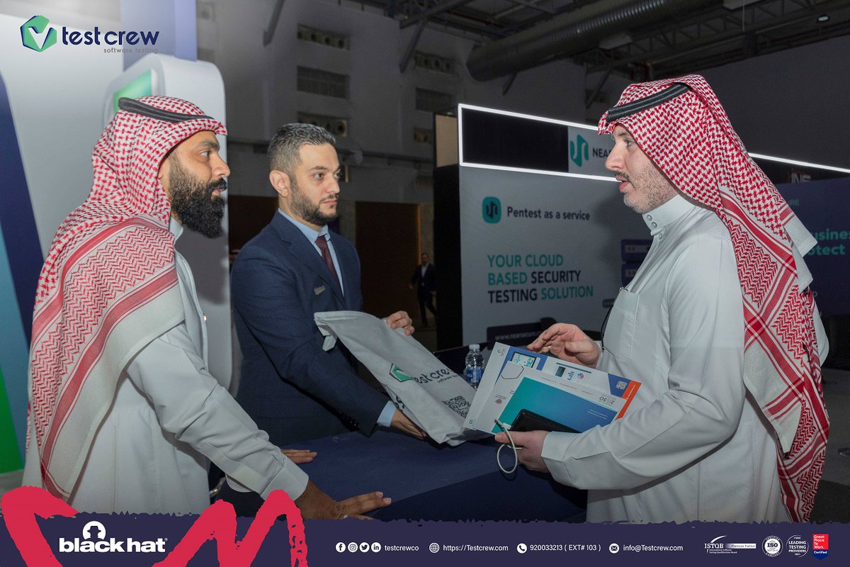 TestCrewCo's tweet photo. Welcome to TestCrew's booth at Black Hat!
Come discuss ideas, opportunities, and plans with us, and know more about TestCrew software quality and #testing services!
Thanks, @Blackhatmea for organizing such an amazing event in Saudi Arabia.
#TestCrew
#cybersecurity #BlackHat https://t.co/y1IIV16uUH