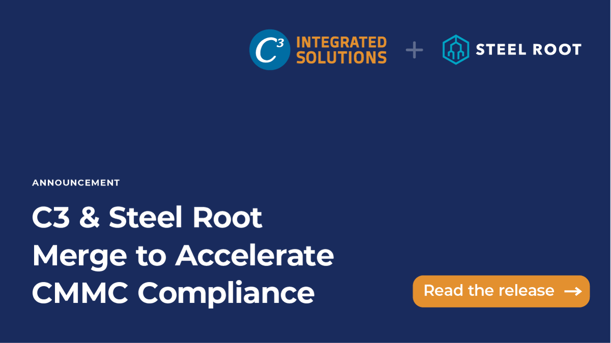steel_root's tweet photo. @c3itIT &amp; @steel_root are merging! We are thrilled to introduce a new leader in CMMC compliance, created specifically to help the DIB operate securely and meet upcoming CMMC requirements.  #Merger #Cyber #Tech #CMMC #C3isIT https://t.co/qBNfeQLmkM https://t.co/qOY9LnOC2n