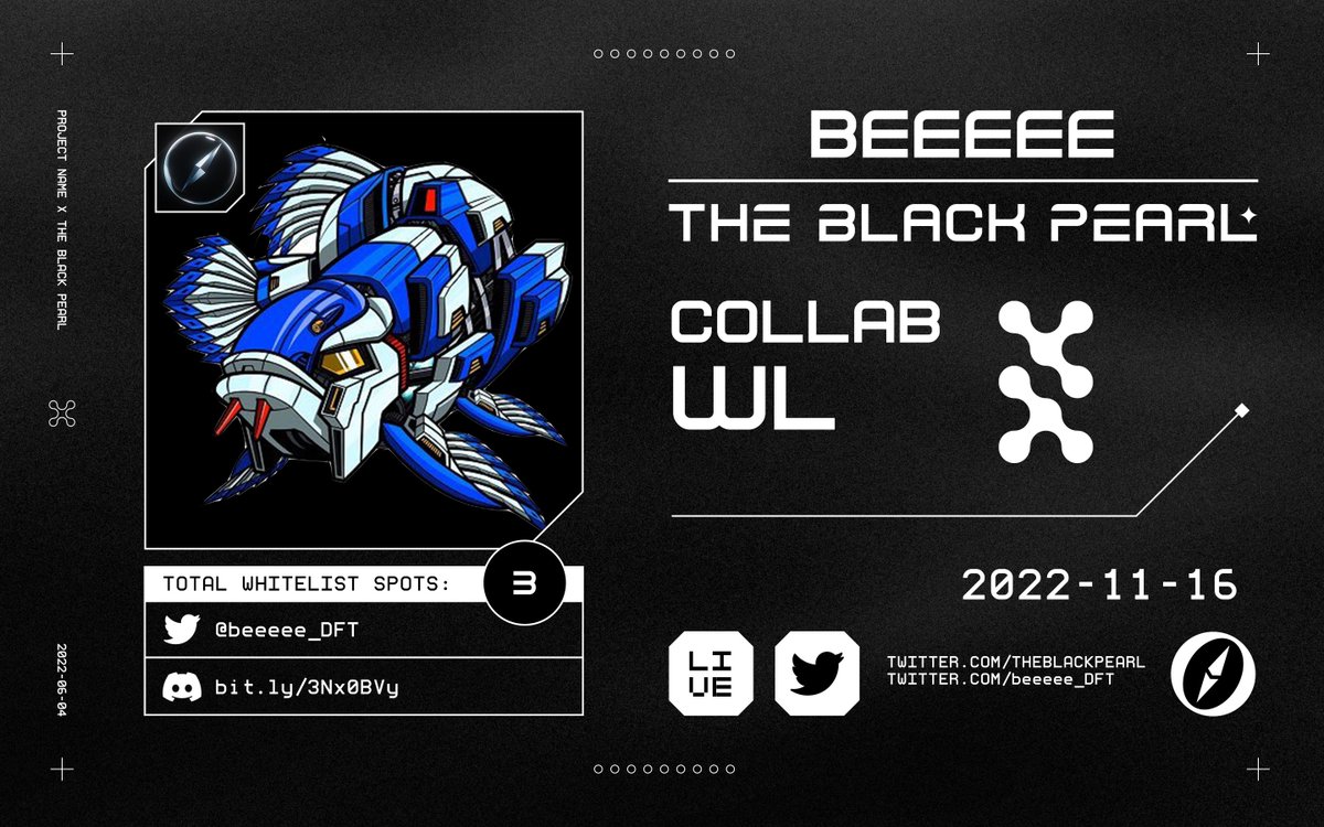 𝗧𝗕𝗣 𝘅 𝗯𝗲𝗲𝗲𝗲𝗲

✔️𝗯𝗲𝗲𝗲𝗲𝗲  𝗪𝗟 𝘅 𝟯
Second collection of the world famous DFT

● Follow @beeeee_DFT + <a href="/Dennis47632080/">Dennis</a> + <a href="/TheBlackPear1_/">The Black Pearl ⚫ | TBP Official</a> + <a href="/TBPGiveaways/">The Black Pearl ⚫ | TBP Giveaways</a>
● Like + RT + Tag 3 friends

Chokkaku mooooooon

24H