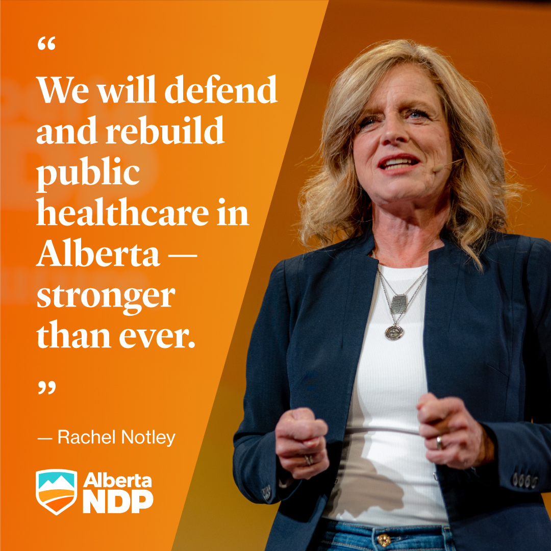 RachelNotley's tweet photo. An Alberta NDP Government will end the chaos.

We will work day and night to ensure you get the public healthcare you need, when and where you need it.

#ableg #abhealth #yyc #yeg https://t.co/DyFggqDHj5