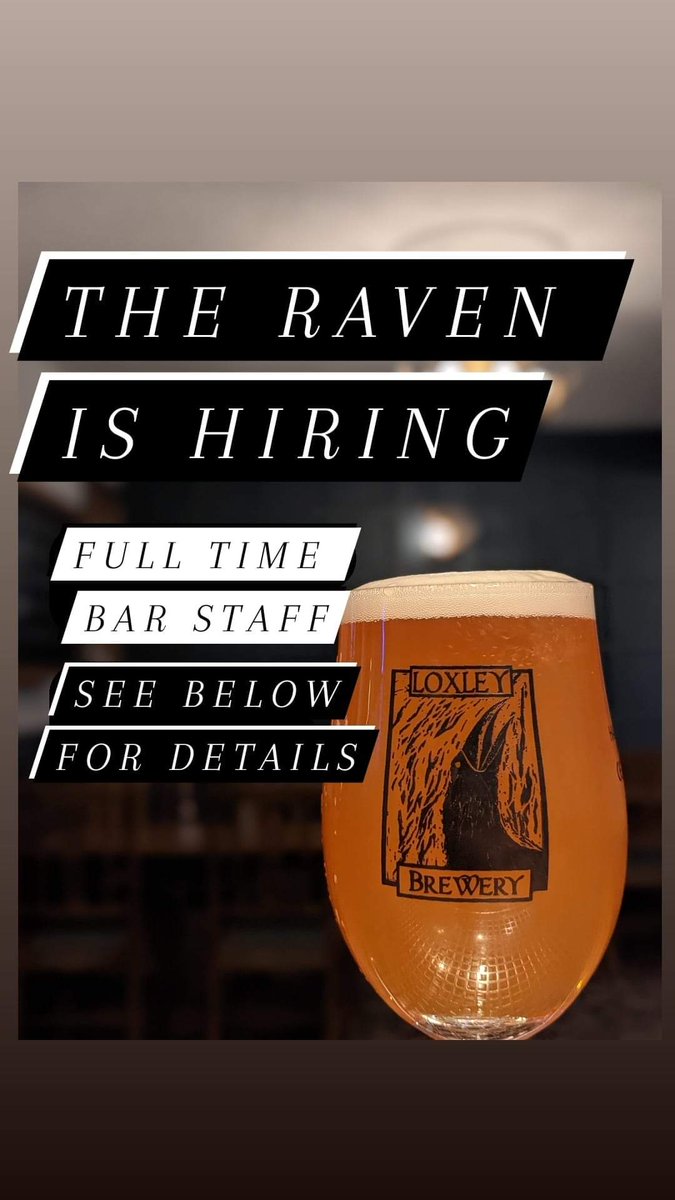 theraveninnshef's tweet photo. #jobs
Locally owned indie craft ale pub in the heart of Walkley
-FOH experience, good cellar management preferred.
-Mix of days, evenings and weekends.
-Weekly competitive pay, progression prospects for the right candidates.

Please email theraveninn1@gmail.com or pop in... https://t.co/v3XNCVb1vk