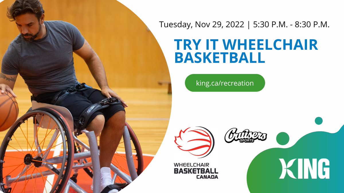 ParksRecCulture's tweet photo. Wheelchair basketball is one of the largest para-sports you can play. Come on the court, learn the basics, no experience necessary. Wheelchairs are provided Pre-registration is recommended. Visit https://t.co/Bh2HxX9WQ5 #wheelchairbasketballcanada #parasportontario #cruiserssport https://t.co/5Mz7bWIo8G