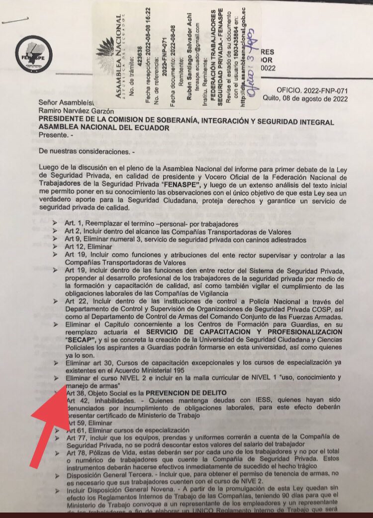 FENASPE1's tweet photo. 🔴🔴🔴
As @ramironarvaezg @SeguridadAN motívamos e impulsamos la reforma a la #LeyDeSegPrivada, fuimos recibidos en #ComisionGeneral, paso el #1erDebate, entregamos nuestras observaciones para #2doDebate sin embargo quedó ahí
➡️Celeridad, esto contribuye a la #SegCiudadana https://t.co/RpOehziANr
