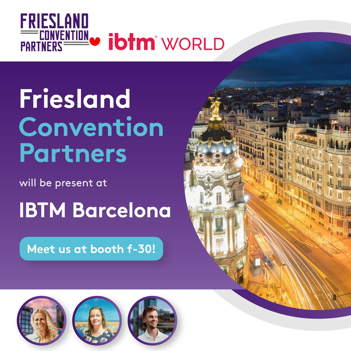 We are excited to announce that Friesland Convention Partners will be present at the IBTM Events World fair in Barcelona November 29 to December 1. 

Are you ready to learn more about Friesland as the ideal location for business events?

#IBTM #IBTMWorld #conventions #Friesland