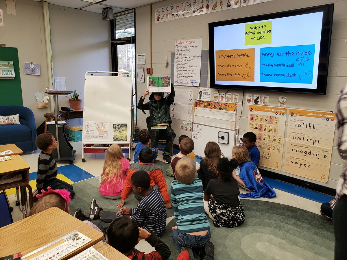 SpeakUpPHS's tweet photo. The #SpeakUp super heroes are reading to 1st graders at PES! This will be their last stop at the school before flying back to headquarters. Thank you @PocomokeElem for being super supporters of reading! https://t.co/wGMH69RHgx