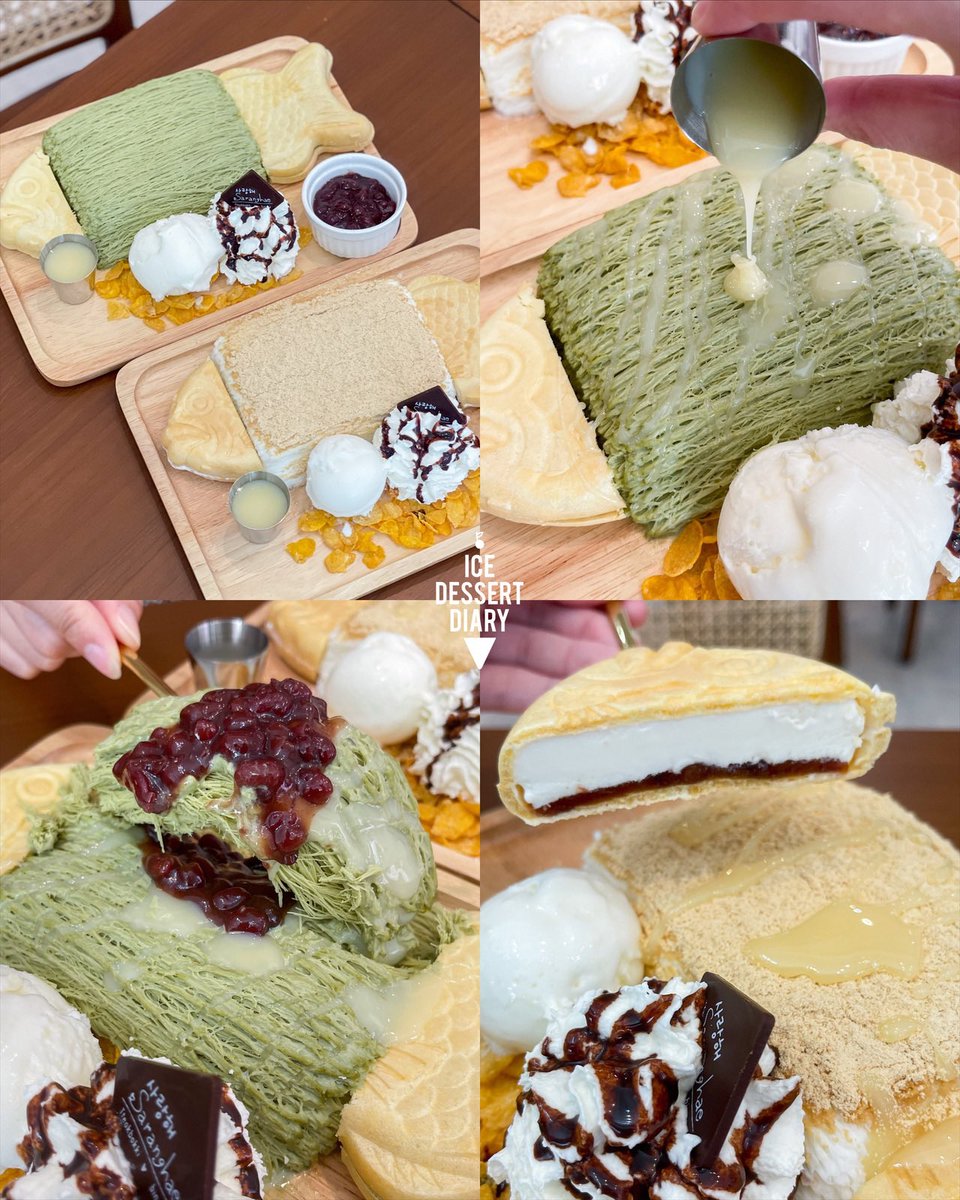 icedessertdiary's tweet photo. บิงซูสายไหมเจ้าโปรด ร้าน Saranghae 사랑해 บุกสยามแล้ว!🤩 เค้ามีเมนูใหม่พุงออบิงซู 🐟ใส่ไอศกรีมน้อลปลาเกาหลี~ มี 2 รส มัทฉะกับคงการุ อันคงการุจะเป็นบิงซูนมโรยด้วยผงถั่วแบบที่เกาหลีเลย อร่อยมาก😋 ร้านเปิดเพลงเกาหลีวนไป สายเกาหลีฟินๆ แน่นอน @aroii #อร่อยบอกต่อ https://t.co/iZlQizWU3g