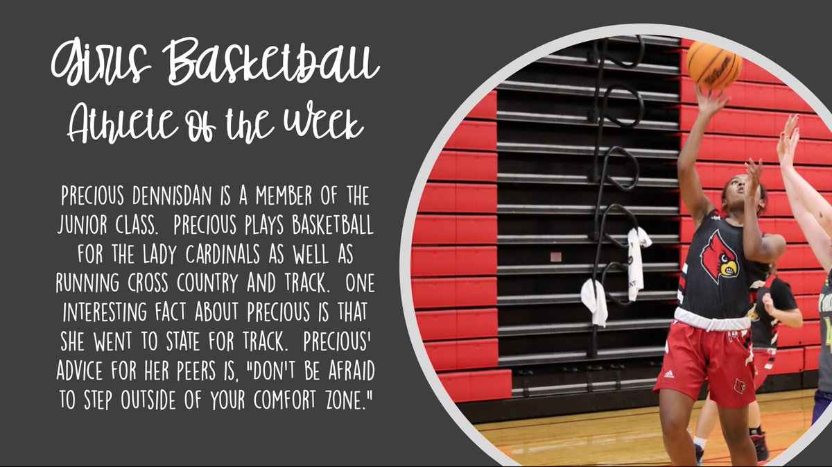 BrightonCards's tweet photo. Basketball season has started! Here is our first Athlete of the Week for girls basketball🏀 #AllCardinalsAlways #CardinalFam https://t.co/14nilItPT1