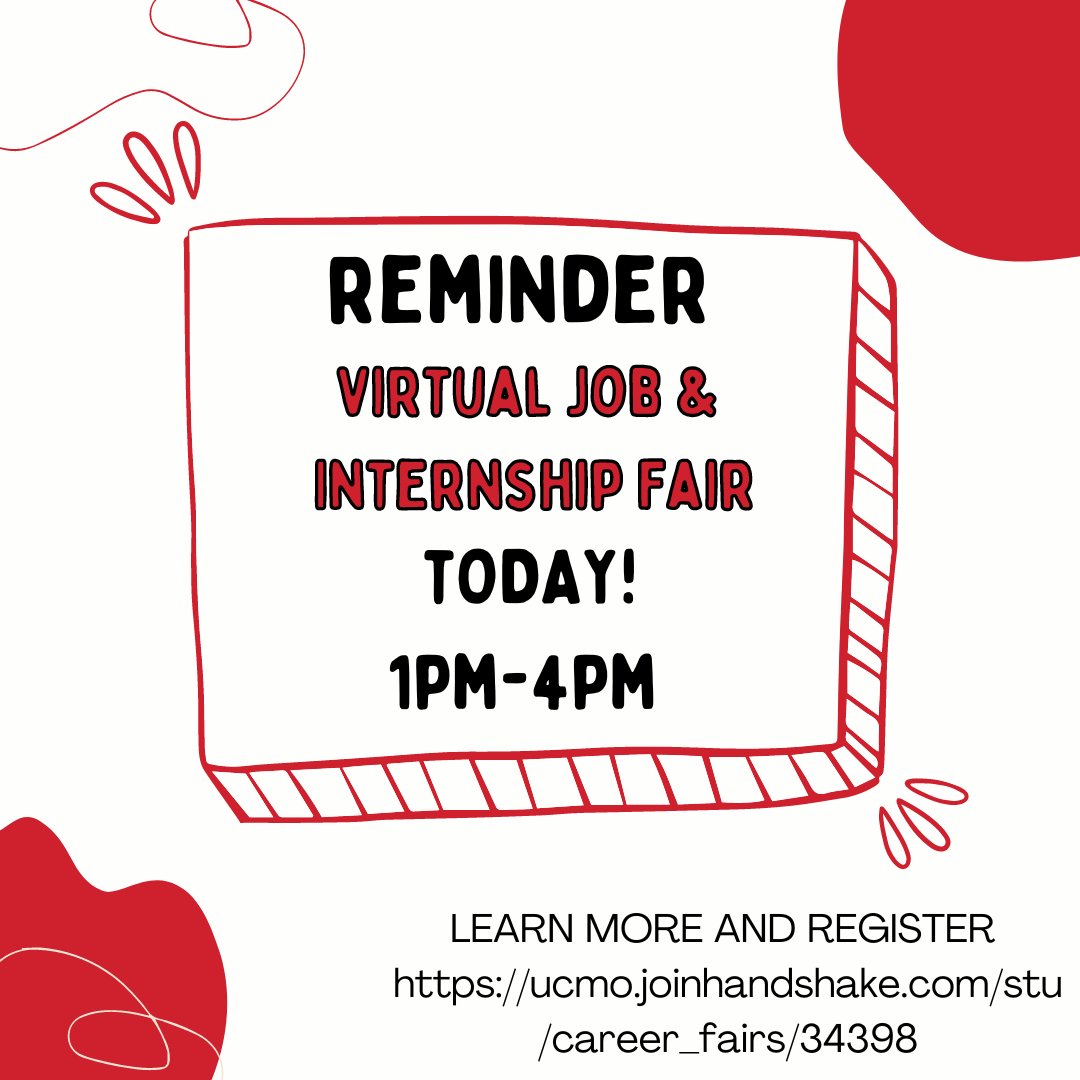 UCMHarmonEdge's tweet photo. The Virtual Job &amp; Internship Fair is TODAY!!! Don't miss this opportunity to talk to professionals in your field! Bonus! You can do it from home! Sign up now! https://t.co/yDrXk79d23 https://t.co/eO41EHie6H