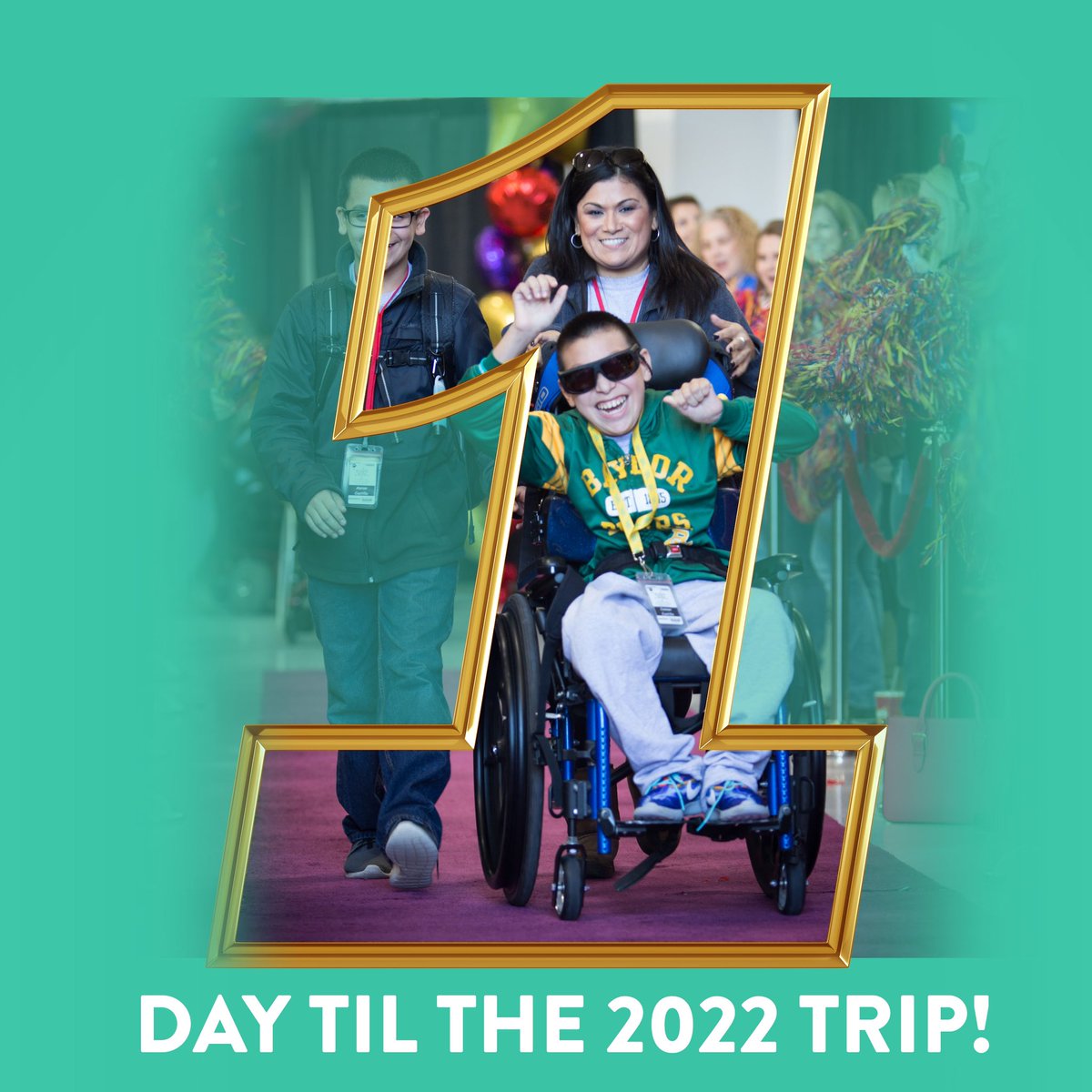 One. One day til this wondrous trip. Filled with desserts and cookies - chocolate chip! So get excited, get packed, and get ready, for the fun all starts tomorrow with a shower of confetti! #KiddsKids2022