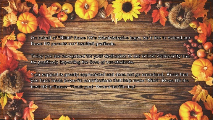Rowe006's tweet photo. On behalf of “Nikki” Rowe HS’s Administrative team, we’d like to extend our Rowe HS parents our heartfelt gratitude. 
 
Today you are recognized for your dedication to our school community and for positively impacting the lives of our students. https://t.co/7aoLjKawvU