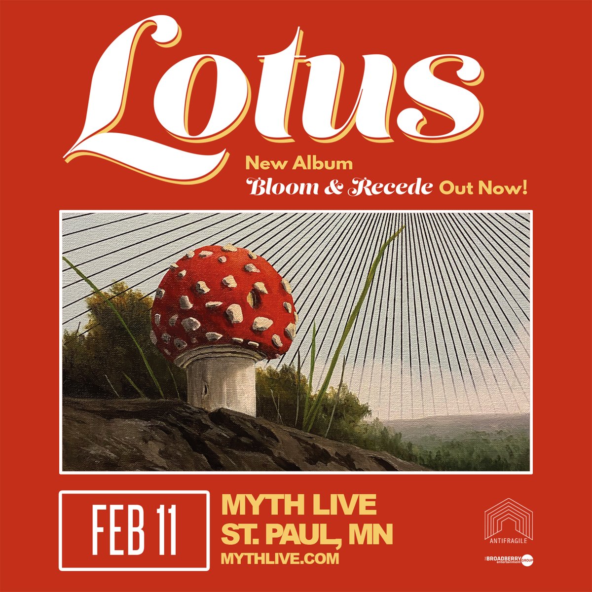 MythLive's tweet image. JUST ANNOUNCED! On Feb. 11, electronic jam band LOTUS is coming to Myth Live 🎵 Tickets go on sale THIS FRIDAY 11/18 @ 10am! bit.ly/Lotus2-11 @LotusTweets