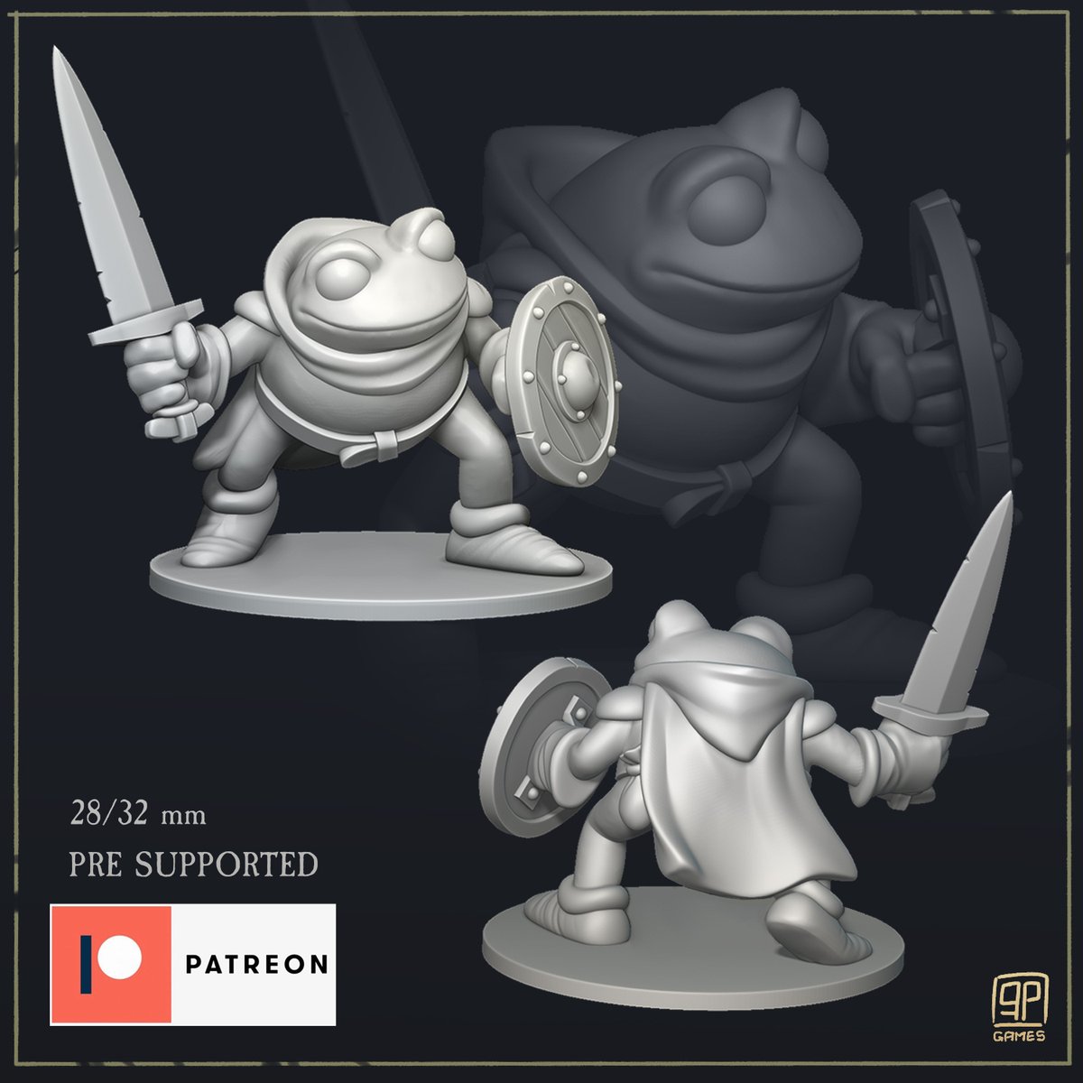 Hey all! I´m starting my own miniature line, and here is the first little dude. You can get him on my Patreon in the Hero and Paladin tiers, as well as on Etsy. Its the first of many to come :) patreon.com/qrolanp  Etsy-> etsy.com/shop/qrolanp

#miniatures #DnDcharacter