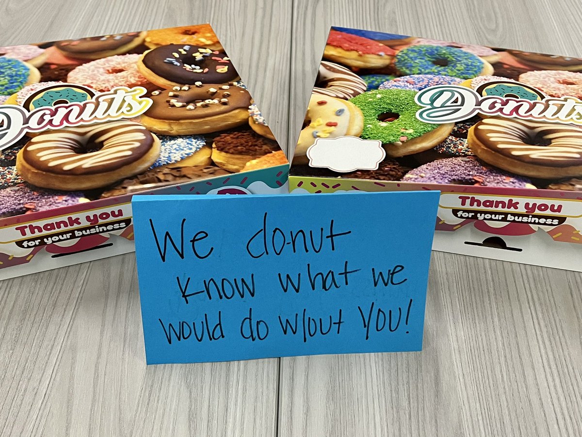 🍩Awww, You DONUT know how much you made us SMILE!🍩 Thank you @Ms_Mooring <a href="/jsingle71/">Jennifer Singletary</a> <a href="/Christi41022123/">Christine_Wright</a> <a href="/KMS_MrBarry/">Barry Phillips</a> for making OUR DaY!! We❤️Y’all loads!🍩 #KMSCougarPride #Donuts #Yummy #MadeOurDay