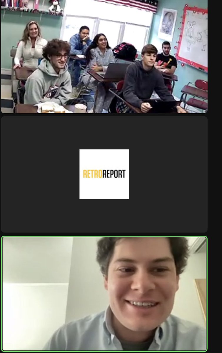 Biggest thank you and shout out to <a href="/RetroReport/">Retro Report</a> from <a href="/knoxschool/">The Knox School</a>'s A.P. U.S. Government &amp; Politics class!  Filiz Yargici and producer Matthew Spolar visited our class to discuss the producer's #documentaries on the seminal 1966 and 1994 U.S. #Midterm #elections. #education