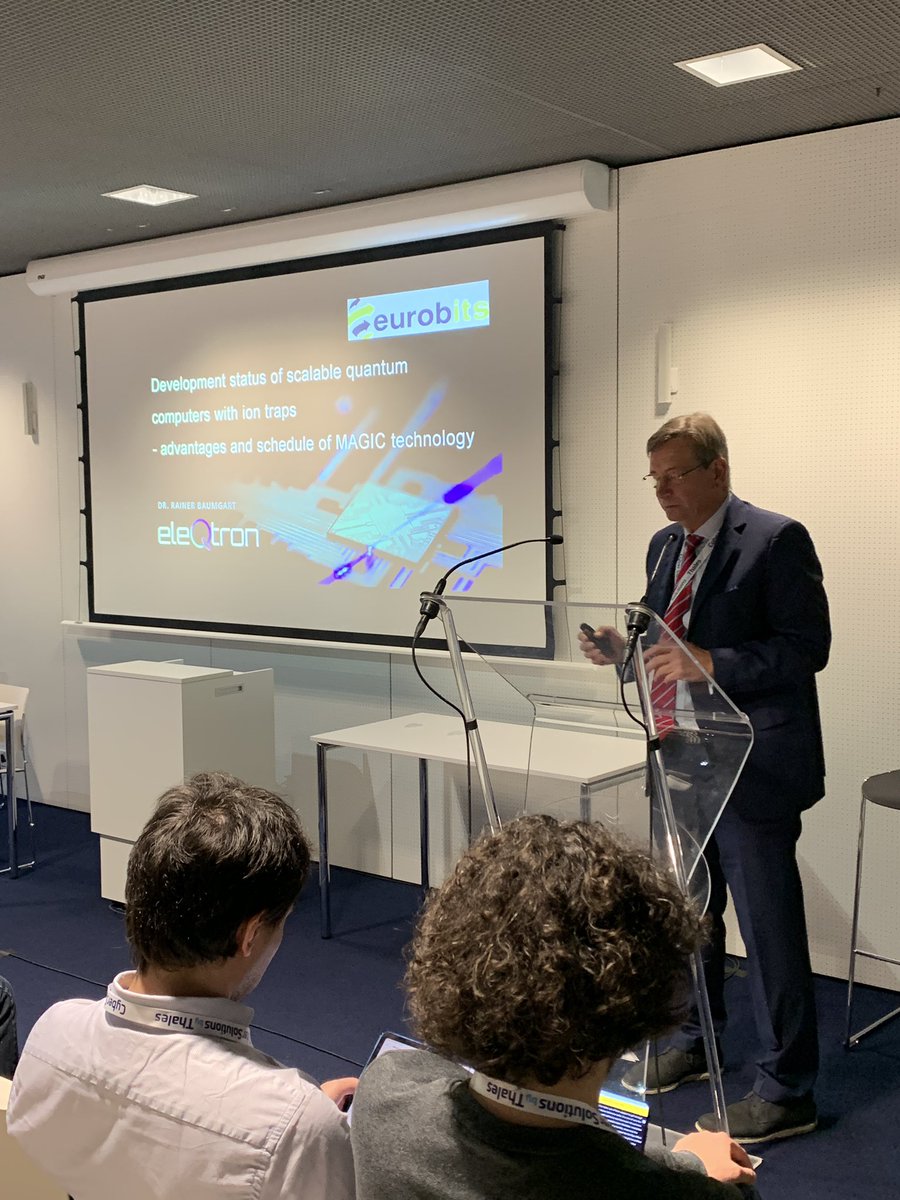 DrBaumgart's tweet photo. eleQtron Quantum Computer Präsentation auf der European Cyberweek in Rennes https://t.co/KVAZa8BXTP