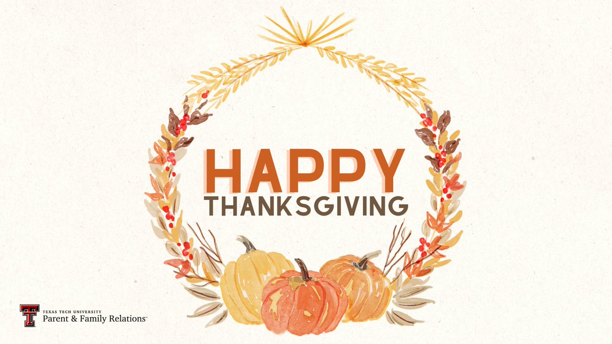 TTUPFR's tweet photo. During the most thankful time of the year, we wish all of our Red Raiders and their families a happy Thanksgiving! 🧡
As a reminder, our office will be closed today-Sunday and will reopen on Monday 11/28. https://t.co/ohUD9yU3WC