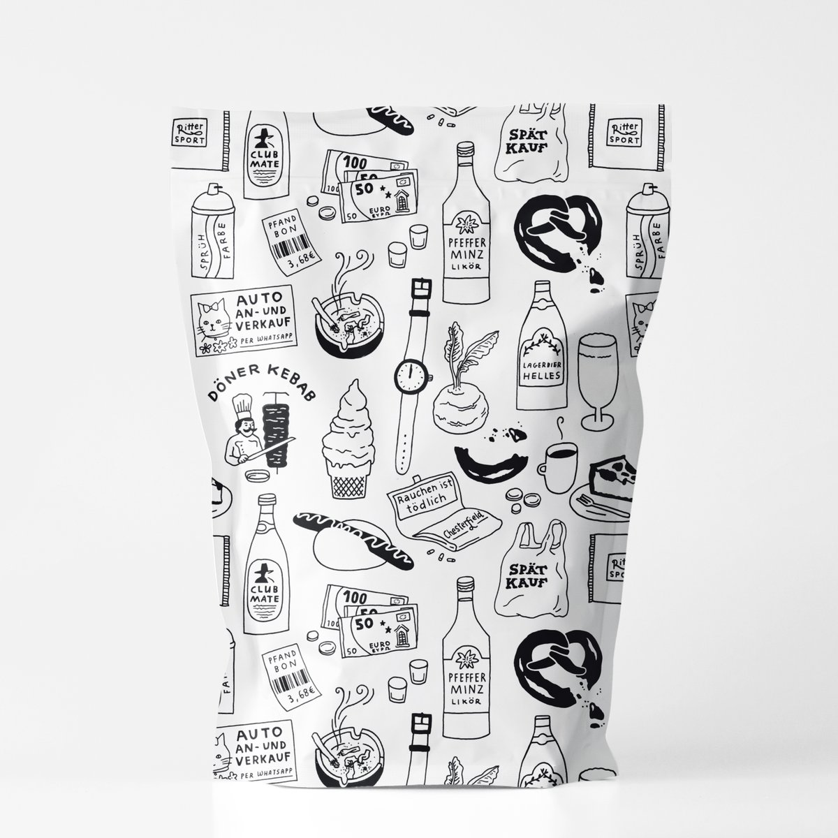 There are so many 'typically German' things that have become normal to me after living here for 4 and a half years. The lack of a smoking ban after 10pm in most bars! Eating ice cream in ALL WEATHER! The humble kohlrabi! So I made a German themed repeating pattern. Here it is. 🍦