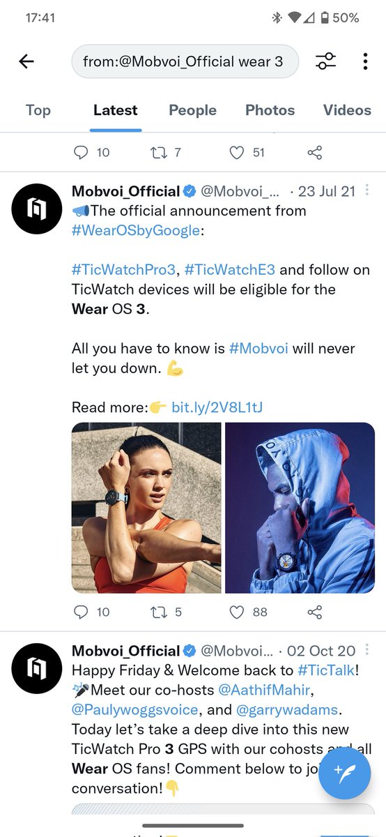 POxya123's tweet photo. @Mobvoi_Official so many of us are asking you to confirm when you will release wear os 3 for the ticwatch pro 3 and you are ignoring all of us. You already confirmed to us it's happening and a number of us only purchased the watch for this reason. Please provide an update! https://t.co/fcwoimfn97