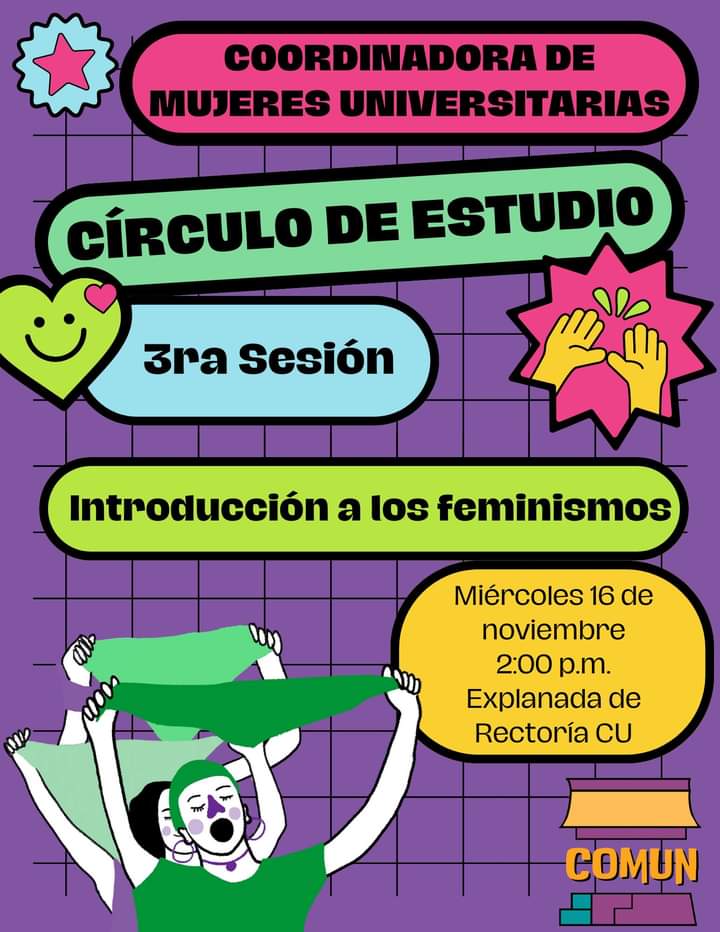 COMUNBUAP's tweet photo. Hoy tenemos círculo de estudio sobre los feminismos en CU 💛🧡 https://t.co/kd62xwdDUj