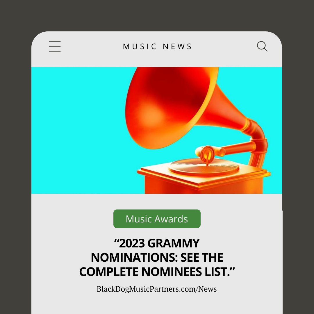 “2023 GRAMMY Nominations: See The Complete Nominees List.”

Learn more: tinyurl.com/bddpuumt

.

.

#indiemusician #indieartistmusic #indiemusicscene #amazingmusicians #musicismedicine #musicblogs #musicflow #musicnews #musicindustry #blackdogmusic #blackdogmusicpartners