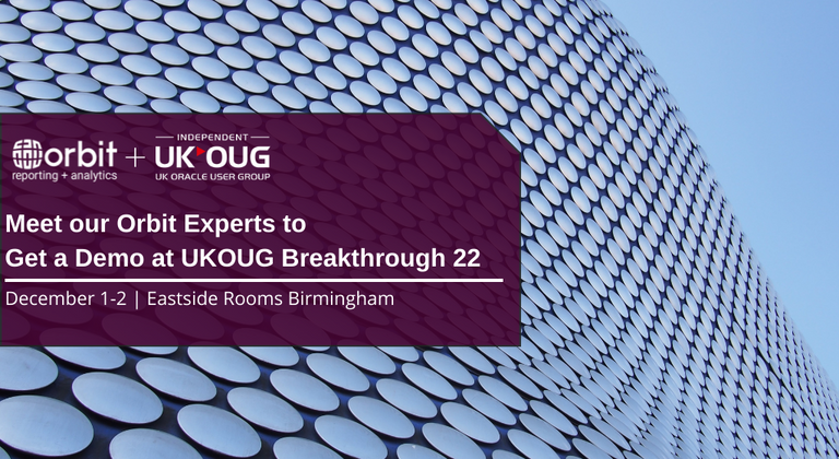 OrbitAnalytics's tweet photo. @OrbitAnalytics may have just the solution you need to better your Reporting and Analytics Process. Meet our experts at @UKOUG Breakthrough 22 in Birmingham on December 1 & 2.
Get your tickets now: https://t.co/XSZTm5yZhY
#orbitanalytics #UKOUG #oraclecloudworld2022 #OracleUK https://t.co/Pjrfw6fLmB