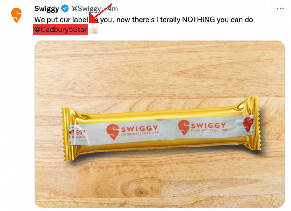 Cadbury5Star's tweet photo. .@swiggy we don't need to. Now even your twitter feed is advertising us for free😛 https://t.co/tnNY3FeZOE