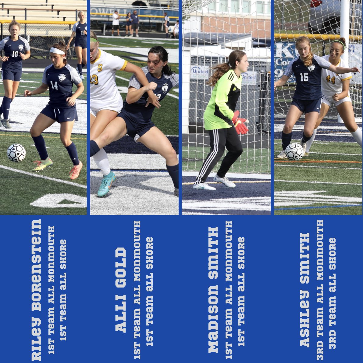 Congratulations to our All Shore and All Monmouth girls <a href="/BorensteinRiley/">Riley Borenstein</a> <a href="/alligold22/">Alli Gold</a> <a href="/maddy02425496/">Maddy Smith</a> (1st team) and <a href="/1AshleySmith5/">Ashley Smith</a> (3rd team) We are so proud of you!! <a href="/BravermanHHS/">Jeremy Braverman-Howell HS Principal</a> <a href="/HHSRebelSports/">Meehan</a>
