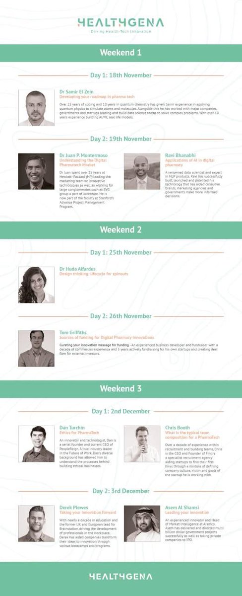 HealthgenaUK's tweet photo. We’re excited to release our speakers for the 3 Weekend Intensive course starting this weekend! In partnership with @SaudiPhSociety @SHIP_sps https://t.co/R8qOoD2mSh