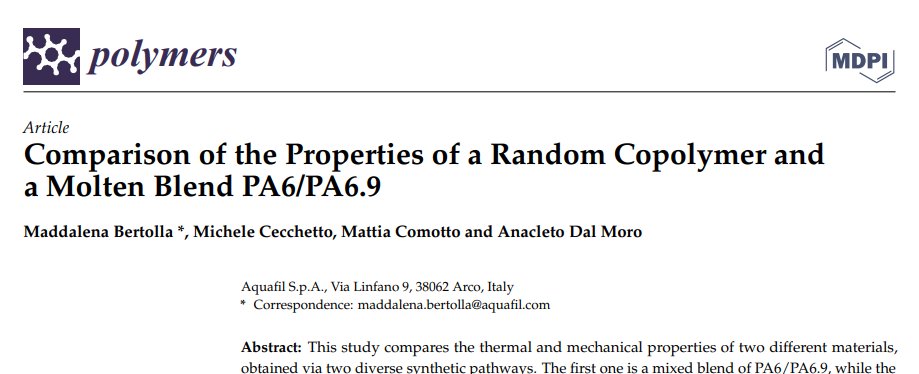 🌱🧪#Biobased sience!
If you want to learn more about the #circular #biobased science behind <a href="/EFFECTIVE_BIO/">EFFECTIVE</a> check out our latest open scientific publication!

"Comparison of the Properties of a Random Copolymer and a Molten Blend PA6/PA6.9"
lnkd.in/ga-4K4Uu

#openscience