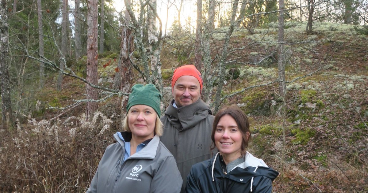 pefcSwe's tweet photo. Ute i skogen med PEFC-kansliet: Christina Lundgren nationell sekreterare, Thomas Löwenberg marknadsansvarig och Bella Lindbrandt marknadskommunikatör! Kontakta oss gärna t ex. via hemsidan https://t.co/I17HBqCbcT https://t.co/BT5v7iFzmU