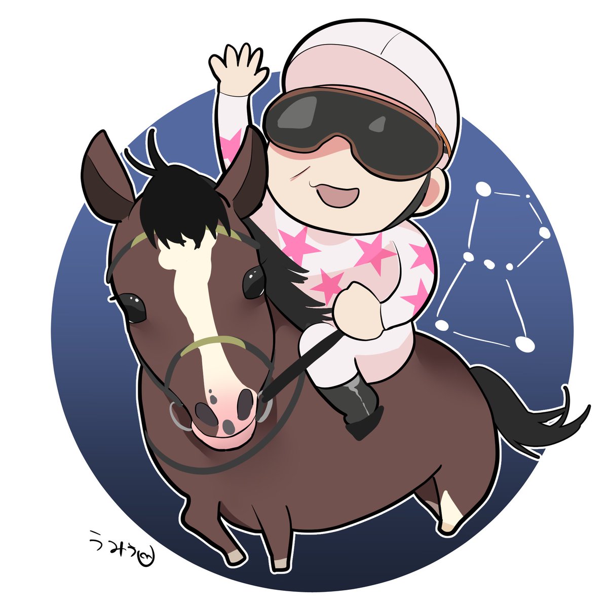 1boy horse male focus riding constellation horseback riding sunglasses  illustration images