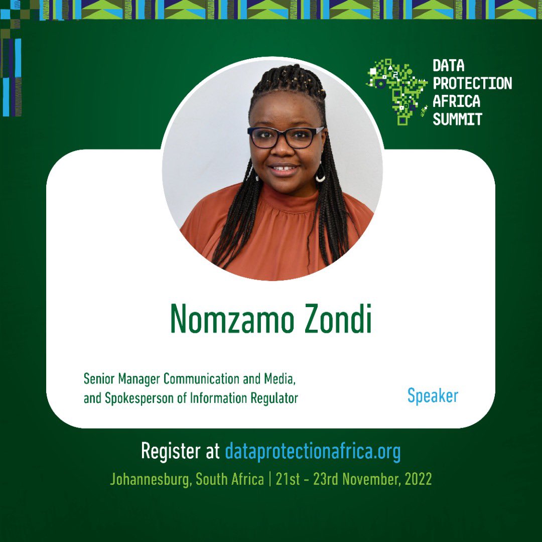 hub_adr's tweet photo. Nomzamo Zondi will join other speakers at this year's summit in South Africa ๐ฟ๐ฆ Johannesburg from 21st - 23rd November, 2022.
Stay on our pages to hear from her.
Register here: https://t.co/0nXcFibUjo
#DPAS #DataProtection #DPAS22 https://t.co/kbwHKo6J8F