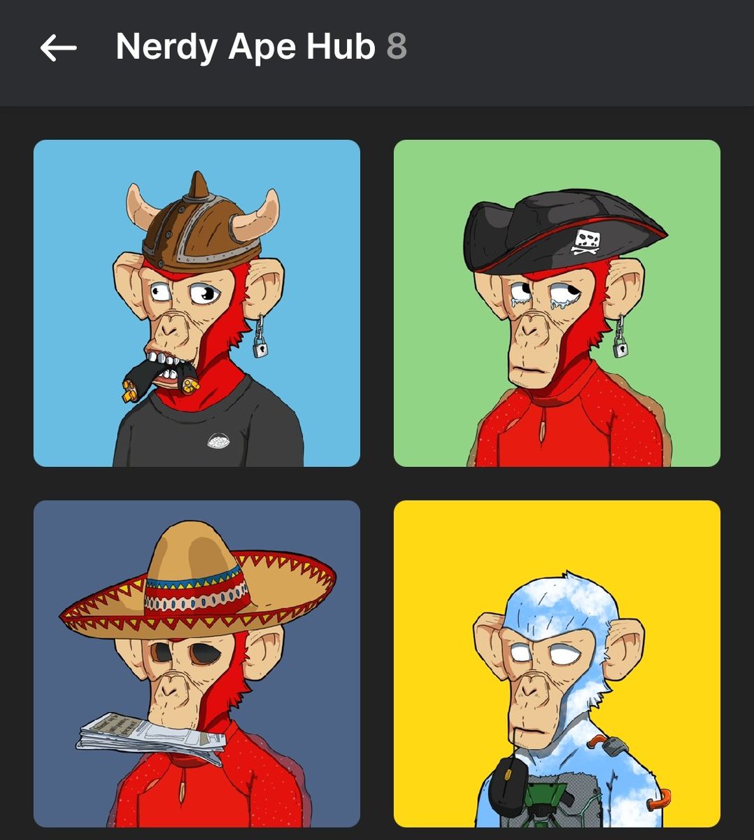 NftOasisT's tweet photo. The collection is divided in three subcollections
#ApeNerdy
#NerdyBear
#NerdyBanana
⬇️My collection bellow⬇️ https://t.co/09GPRyqubw