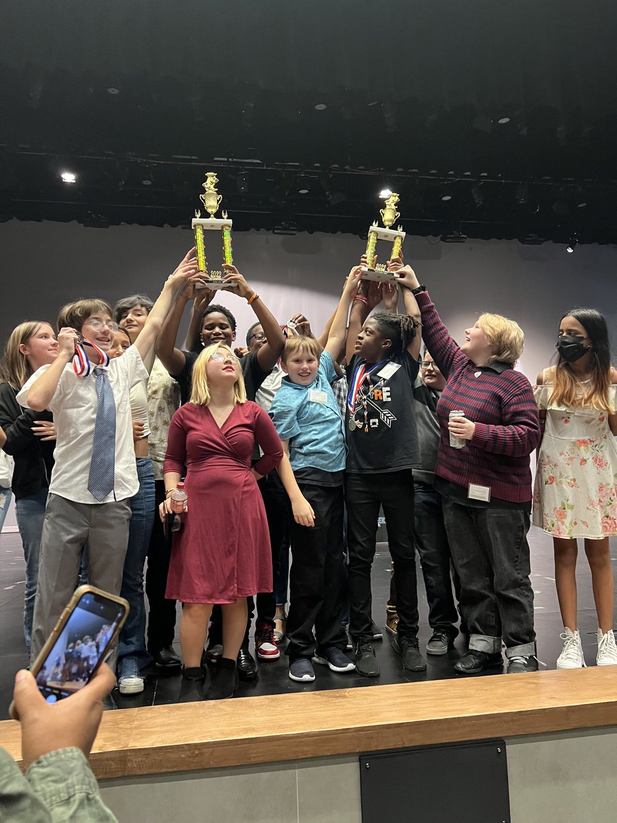arrowheadplayer's tweet photo. Congrats to Arrowhead Theatre for their outstanding performance at the @AlvinISD JH UIL OAP Contest this past weekend! We received several awards including Best Technical Crew Award and 2nd Place Overall! 🏆🏆 CONGRATULATIONS LOVES! Job well done! 👏🏾 @ManvelJH @AISDFineArts https://t.co/8EILqMIFEB