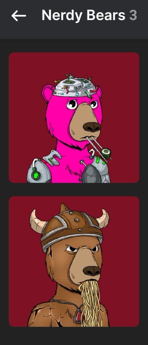 NftOasisT's tweet photo. The collection is divided in three subcollections
#ApeNerdy
#NerdyBear
#NerdyBanana
⬇️My collection bellow⬇️ https://t.co/09GPRyqubw