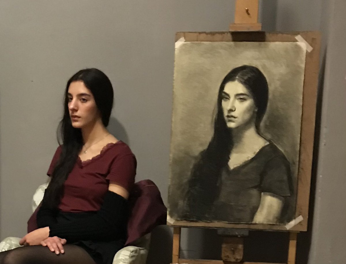 A photo of my process when creating a life size portrait drawing #charcoal #drawingoftheday #portraitdrawing #portrait