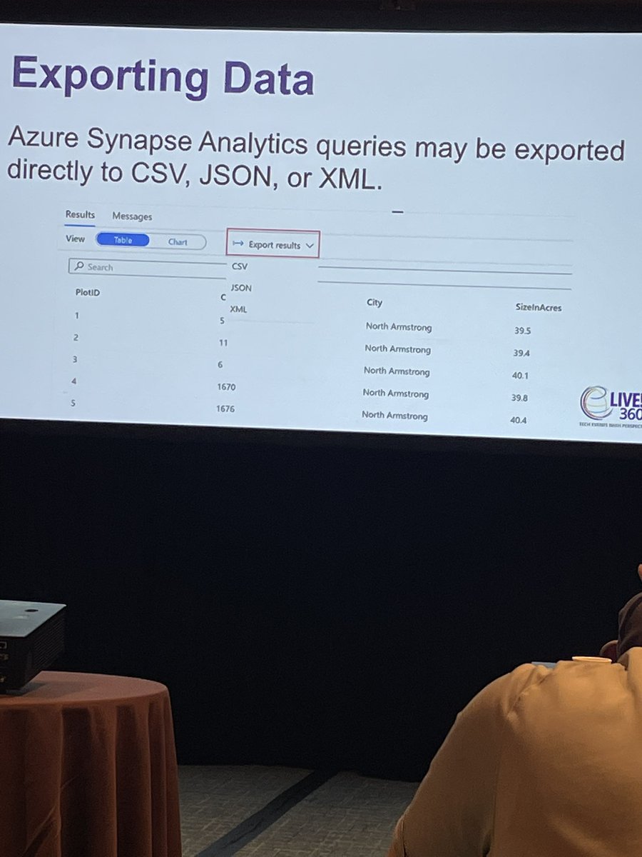 TheSmilingDBA's tweet photo. @feaselkl spelunking data in #azuresynapse #sqllive #live360 https://t.co/Qh90cYxVBB