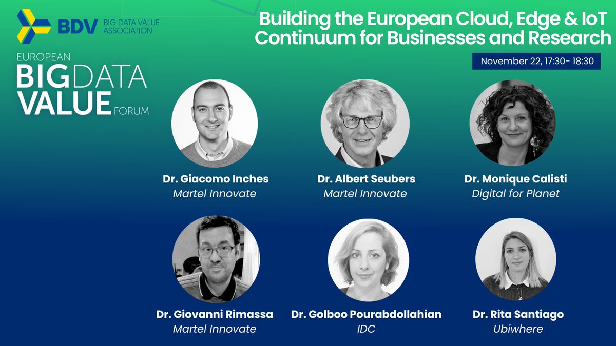 EUCloudEdgeIoT (@eu_cloudedgeiot) on Twitter photo Join our speaker Dr <a href="/GiovanniRimassa/">Giovanni Rimassa</a> at the #EBDVF22 in a panel of experts to discuss on:
Building the #European #Cloud, #Edge & #IoT Continuum for #Businesses and #Research.
📅 22.11.2022, 17:30 - 18:30
#CloudComputing #BigData <a href="/BDVA_eu/">Big Data Value Association</a> Join our speaker Dr <a href="/GiovanniRimassa/">Giovanni Rimassa</a> at the #EBDVF22 in a panel of experts to discuss on:
Building the #European #Cloud, #Edge & #IoT Continuum for #Businesses and #Research.
📅 22.11.2022, 17:30 - 18:30
#CloudComputing #BigData <a href="/BDVA_eu/">Big Data Value Association</a>