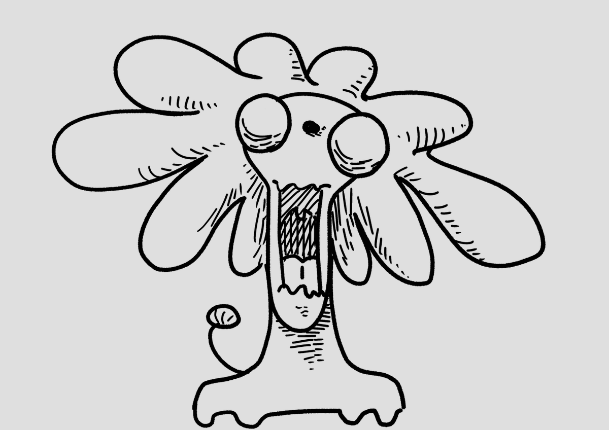 #落書き 
キモイ生物のデザインが決まらんときに出てきた。
あと3Dの練習したい。 