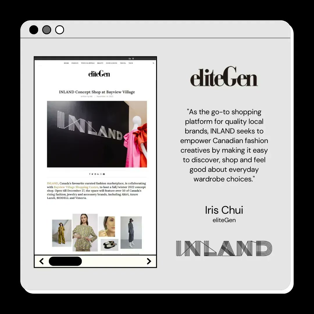 Have you stopped by <a href="/made_inland/">INLAND</a>'s two-month concept shop at <a href="/bvshops/">Bayview Village Shopping Centre</a>? Open from November 2 - December 27, #eliteGen took us through the retail platform's store and the 50+ Canadian brands featured. See for yourself: buff.ly/3E32tTe 

#INLAND #BayviewVillage #Fashion