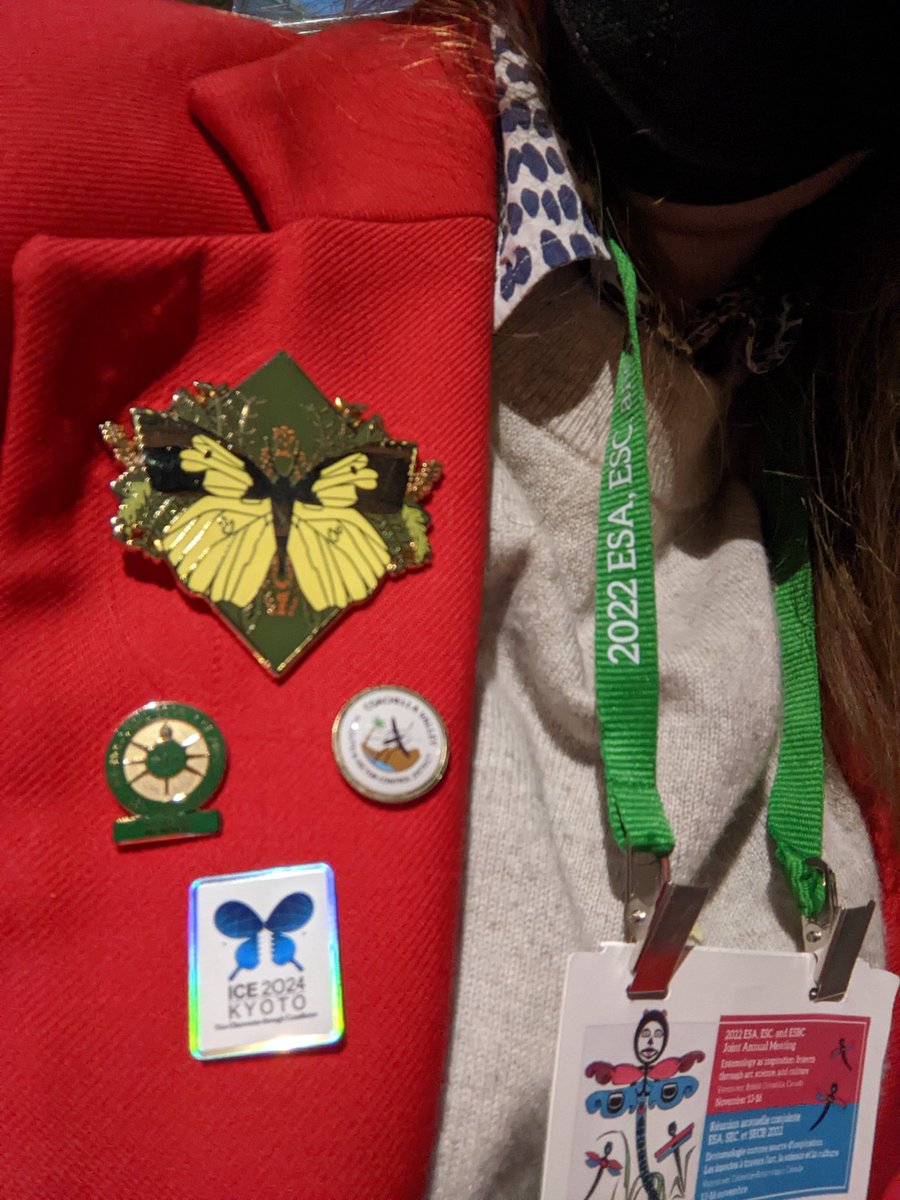 JenniferAHenke's tweet photo. Last day of #EntSoc22 #JAM2022. Today's #EntoFashion includes different butterfly #EntoSocks and one of my favorite pins. https://t.co/v9Ixd3gWF3